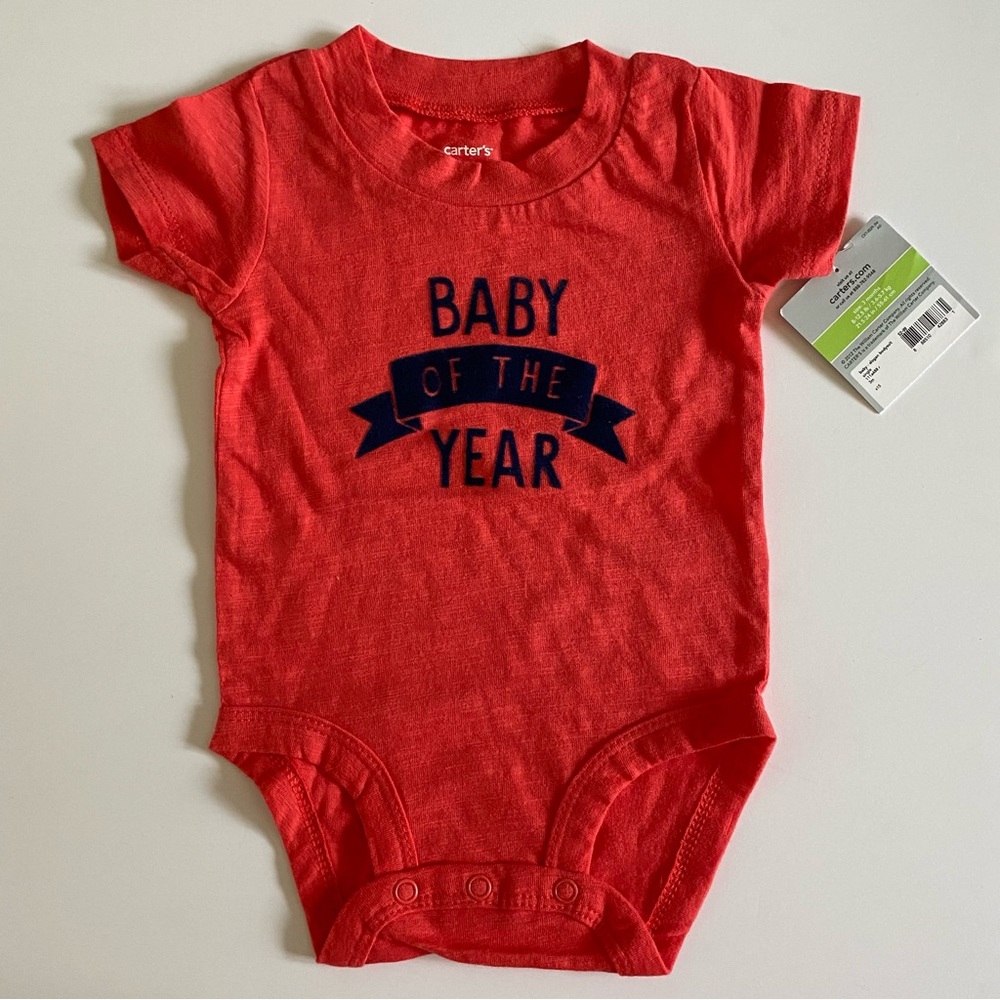 One Piece size 3 Months NWT Baby Of The Year Baby Girls Boys Carter's Red Cotton